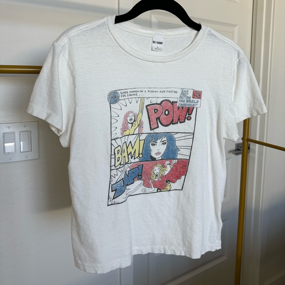 RE/DONE Superhero Pow Graphic T Shirt 100% Cotton